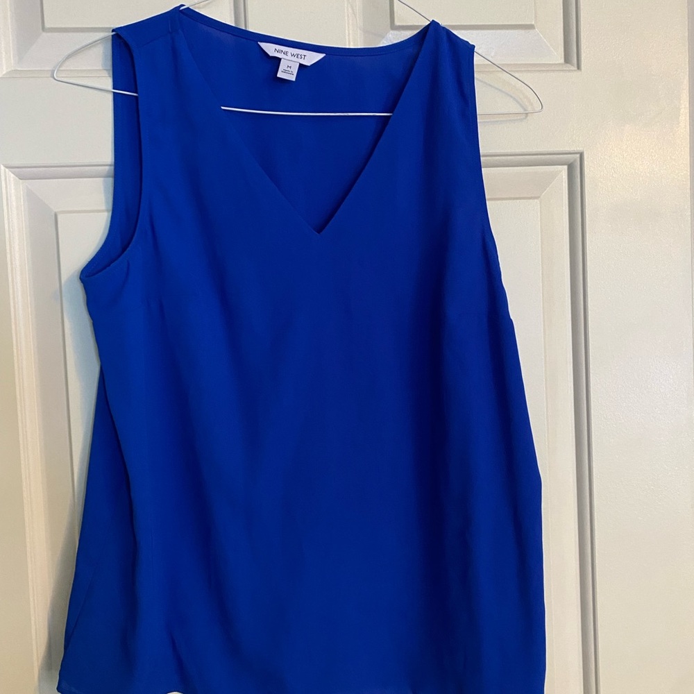 Nine West Royal Blue V-Neck Blouse